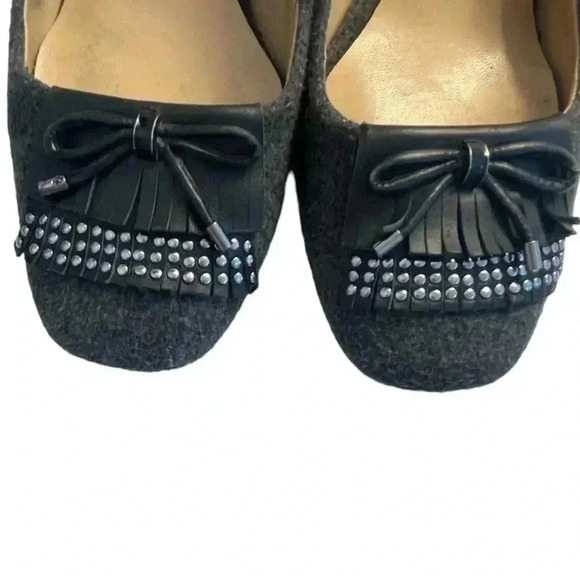 Karl Lagerfeld wool and tassled block heel rounded toe office career pumps gray - Picture 6 of 10